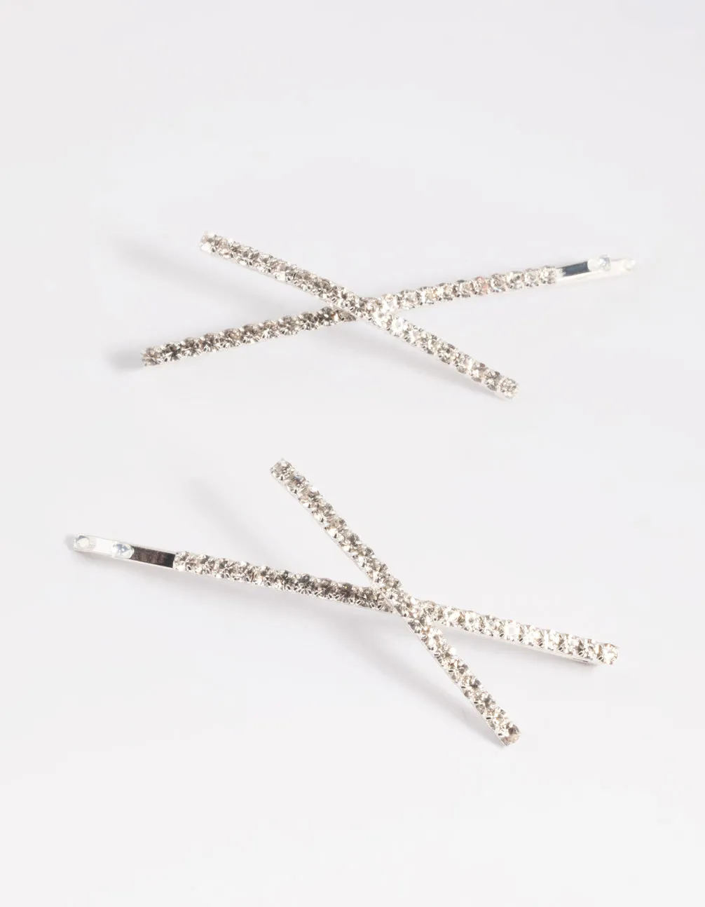 Silver Cross Diamante Hair Slide Pack