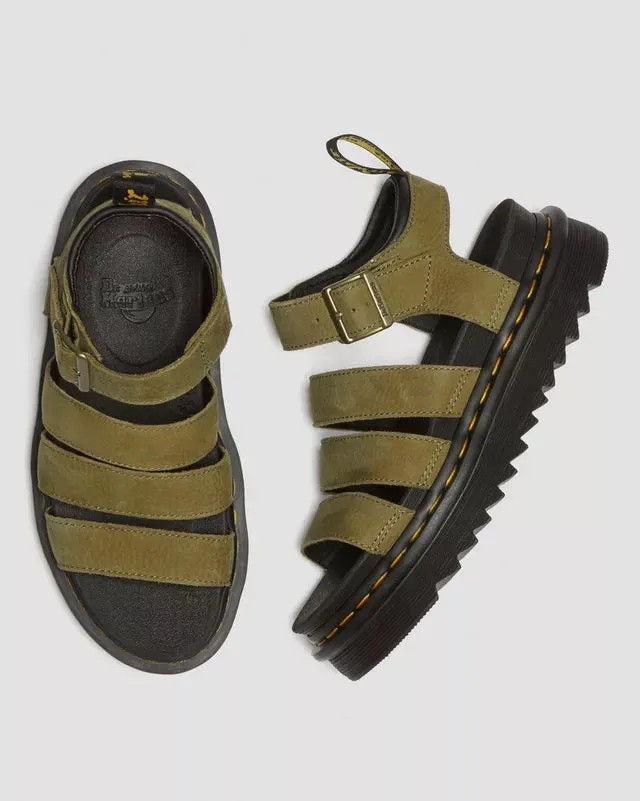 SIZE 8* Dr Martens Blaire Tumbled Nubuck Olive Sandals
