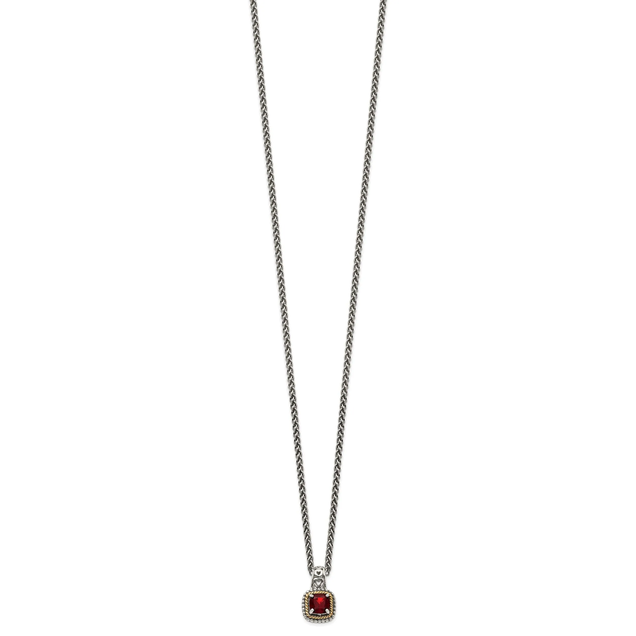 Sterling Silver Gold Garnet Necklace