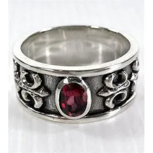 Sterling Silver Mens Ruby Ring