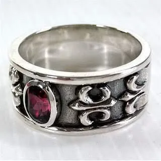 Sterling Silver Mens Ruby Ring