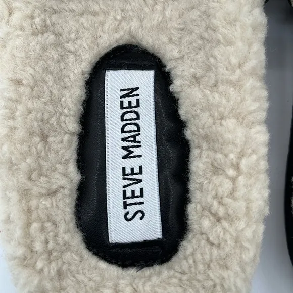 Steve Madden Mayven Faux Fur Leather Slide Sandals Women's Size 9.5