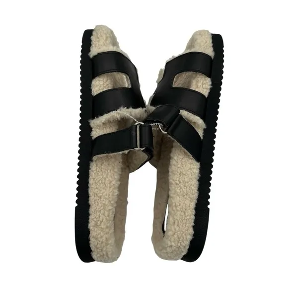 Steve Madden Mayven Faux Fur Leather Slide Sandals Women's Size 9.5