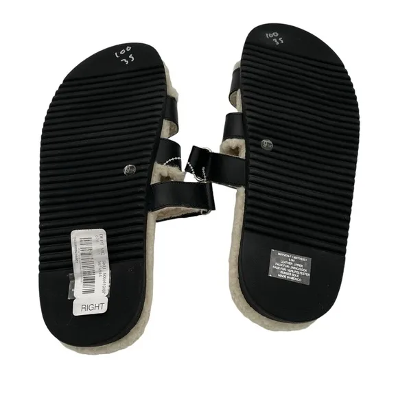 Steve Madden Mayven Faux Fur Leather Slide Sandals Women's Size 9.5