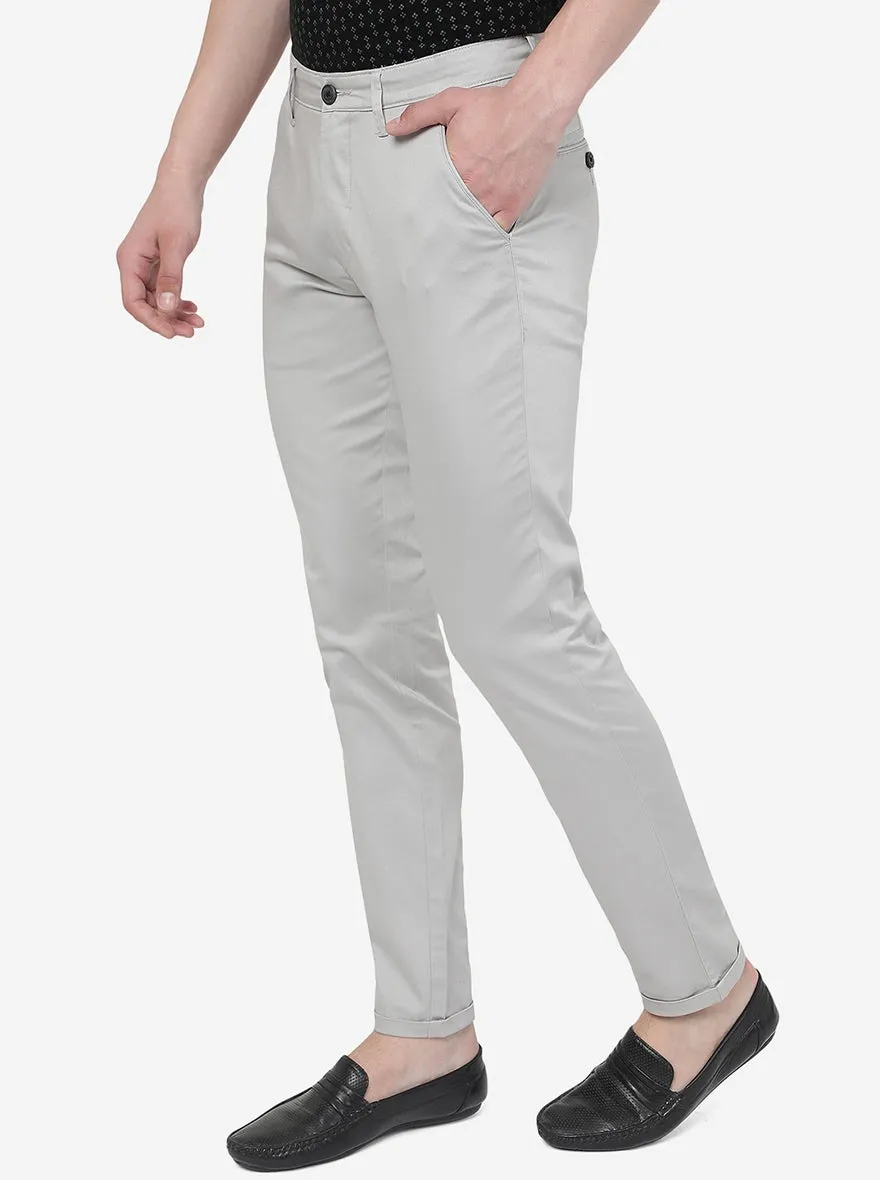 Stone Grey Solid Neo Fit Casual Trouser | Greenfibre