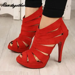 Summer cut-outs gladiator women pumps peep toe high heels sandals shoes woman party wedding heels shoes zipper