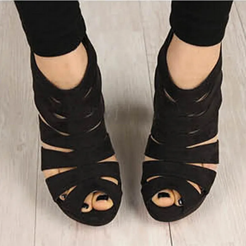 Summer cut-outs gladiator women pumps peep toe high heels sandals shoes woman party wedding heels shoes zipper