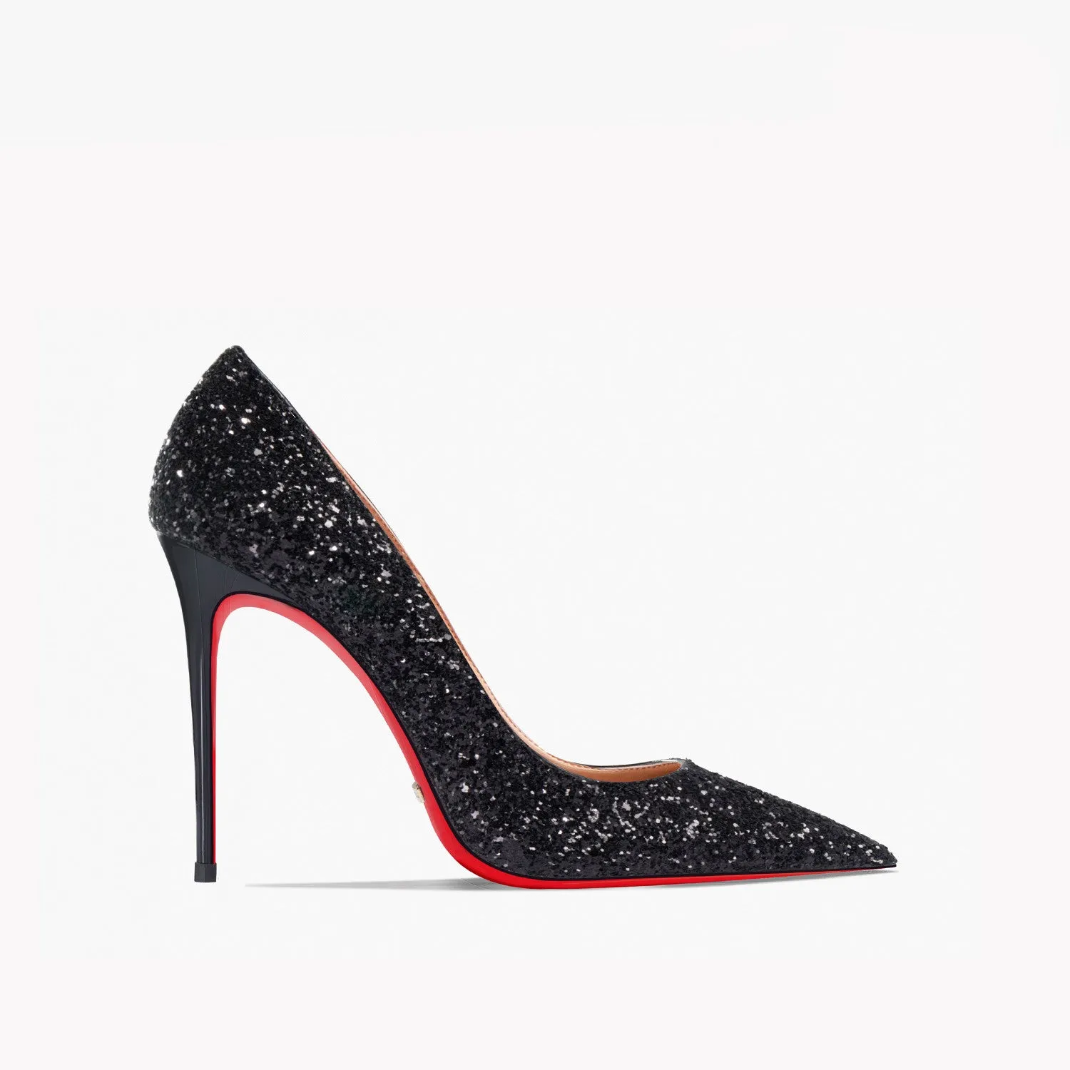 Super Pointed High Heels Women's Black Silver Sequins