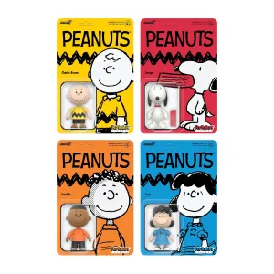 Super7 x Peanuts - Charlie Brown, Snoopy, Lucy, & Franklin W7 ReAction Figures