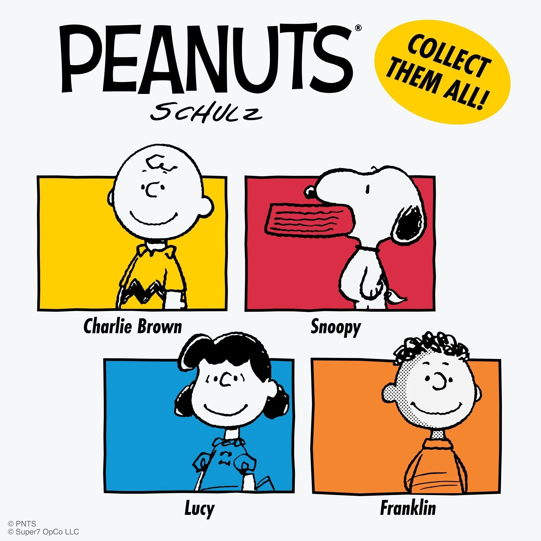 Super7 x Peanuts - Charlie Brown, Snoopy, Lucy, & Franklin W7 ReAction Figures