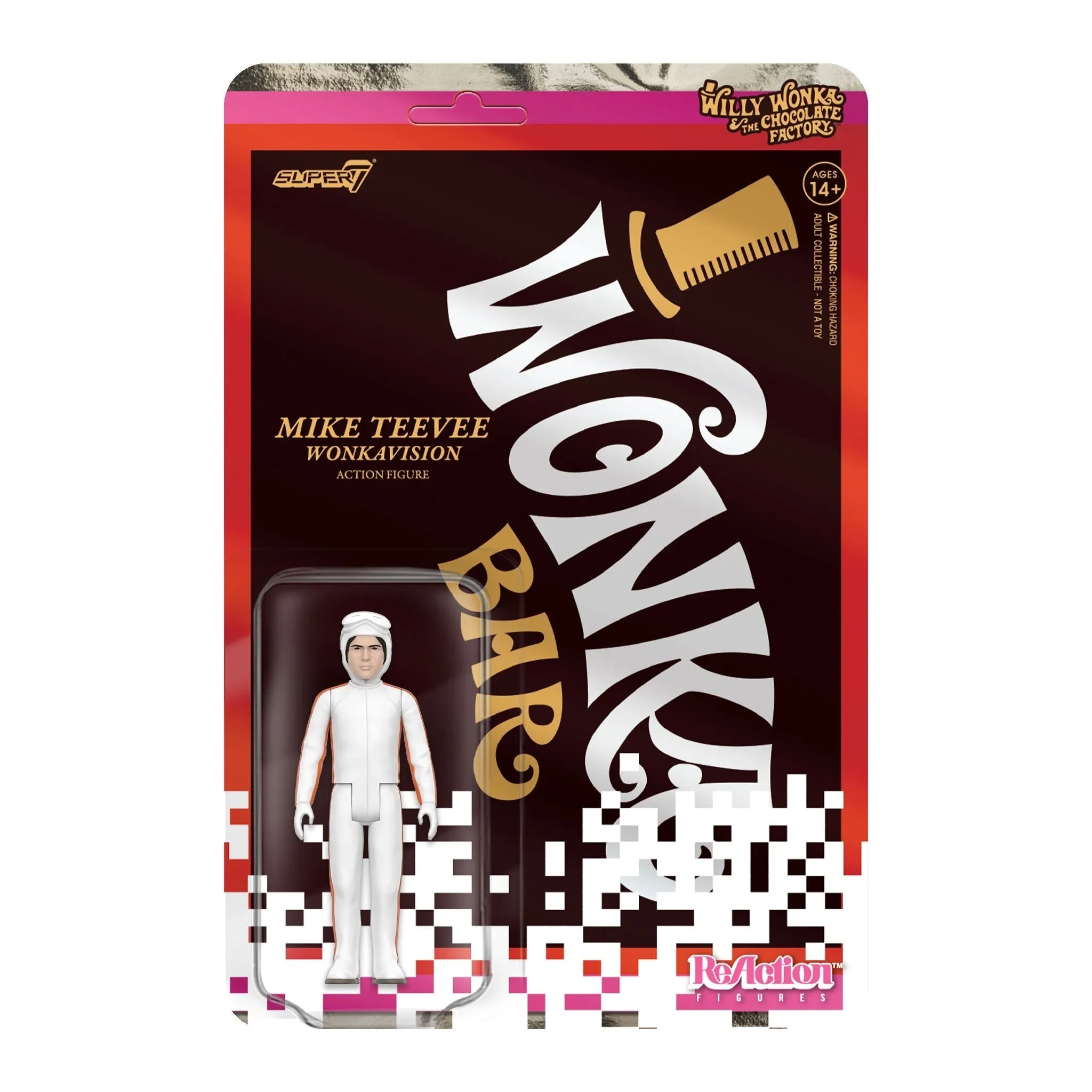 Super7 x WILLY WONKA & THE CHOCOLATE FACTORY - Willy Wonka (White Suit), Mike Teevee (White Suit), Violet Beauregarde (Blueberry), & Oompa Loompa ReAction Figure Set