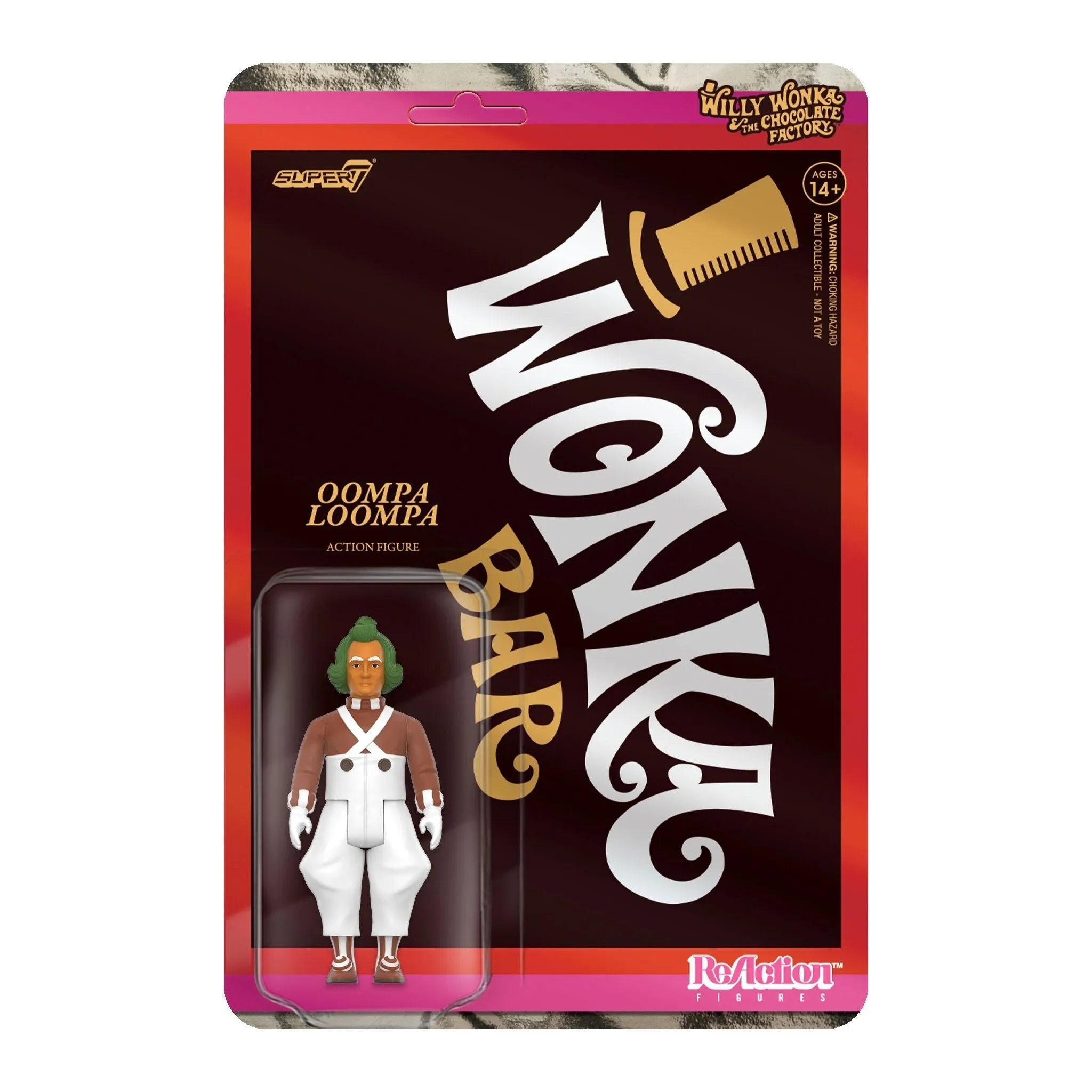 Super7 x WILLY WONKA & THE CHOCOLATE FACTORY - Willy Wonka (White Suit), Mike Teevee (White Suit), Violet Beauregarde (Blueberry), & Oompa Loompa ReAction Figure Set