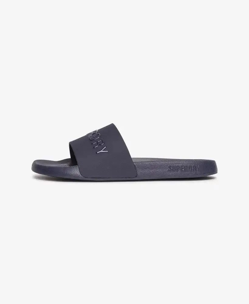 Superdry Mens Logo Pool Slides Eclipse Navy