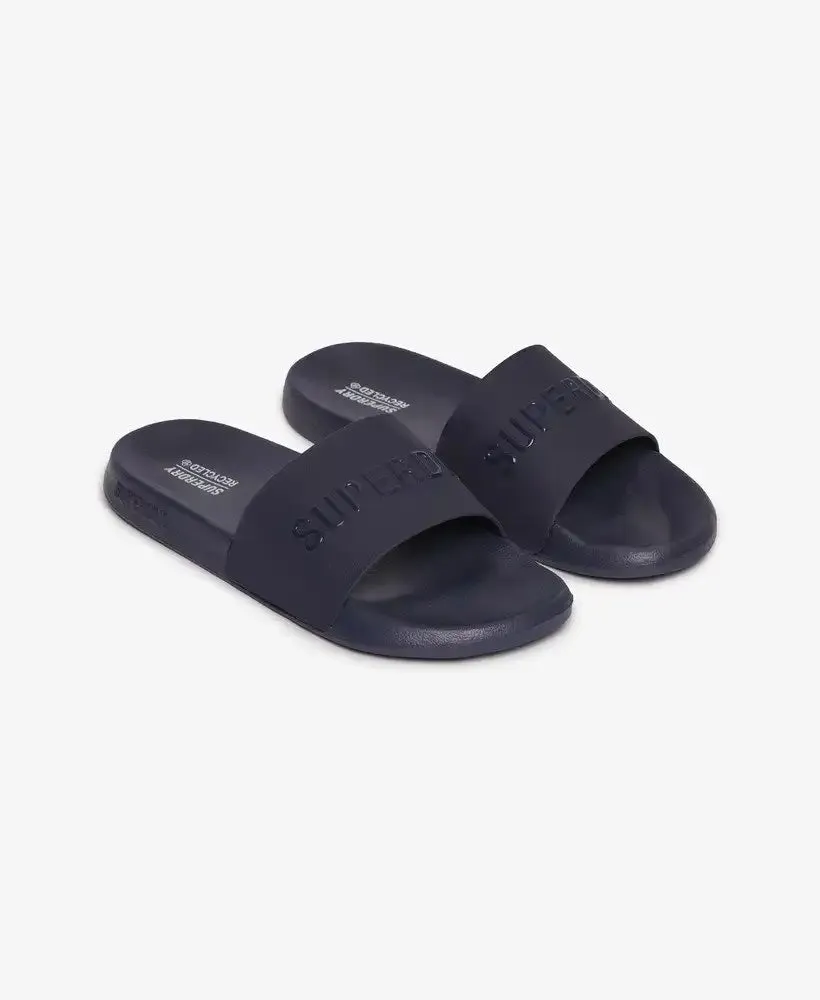 Superdry Mens Logo Pool Slides Eclipse Navy