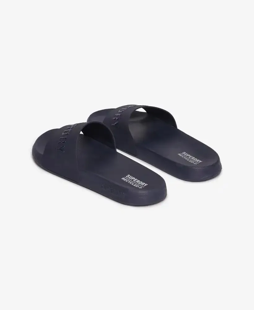 Superdry Mens Logo Pool Slides Eclipse Navy