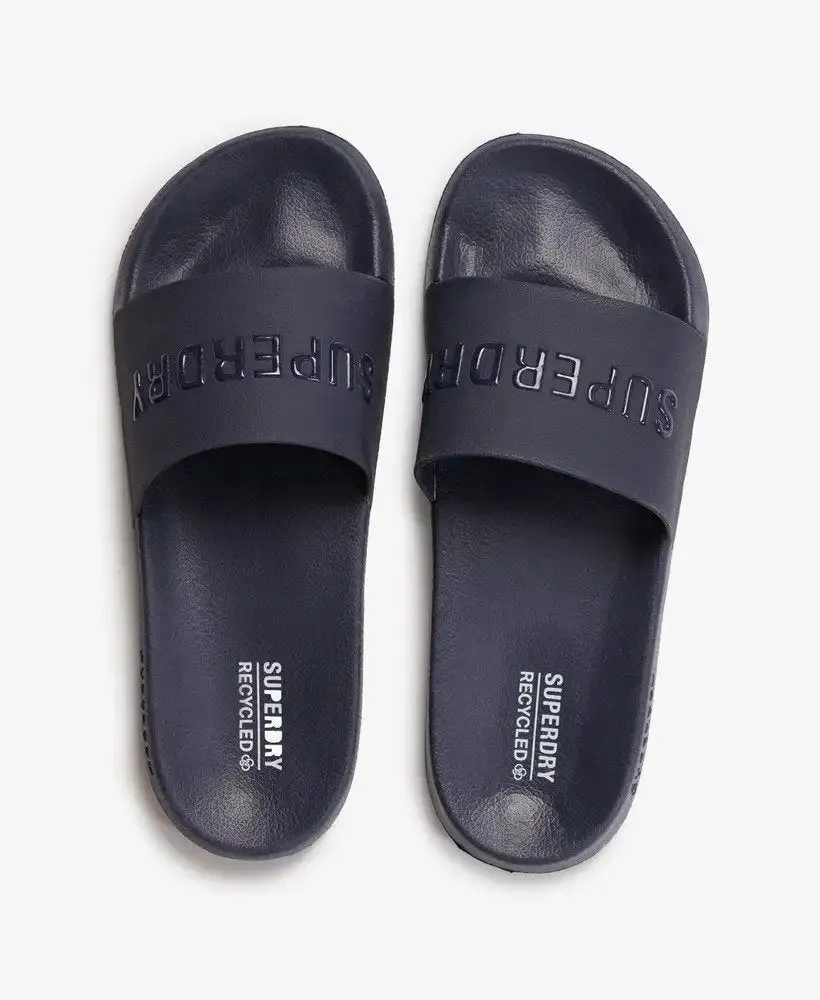 Superdry Mens Logo Pool Slides Eclipse Navy