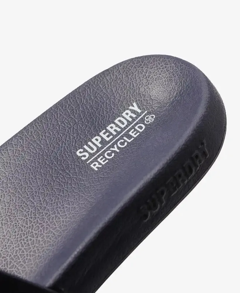 Superdry Mens Logo Pool Slides Eclipse Navy