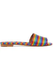 Tabitha Simmons Sprinkles Rainbow Stripe Silk
