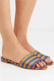 Tabitha Simmons Sprinkles Rainbow Stripe Silk
