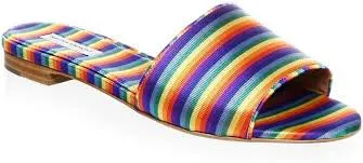 Tabitha Simmons Sprinkles Rainbow Stripe Silk