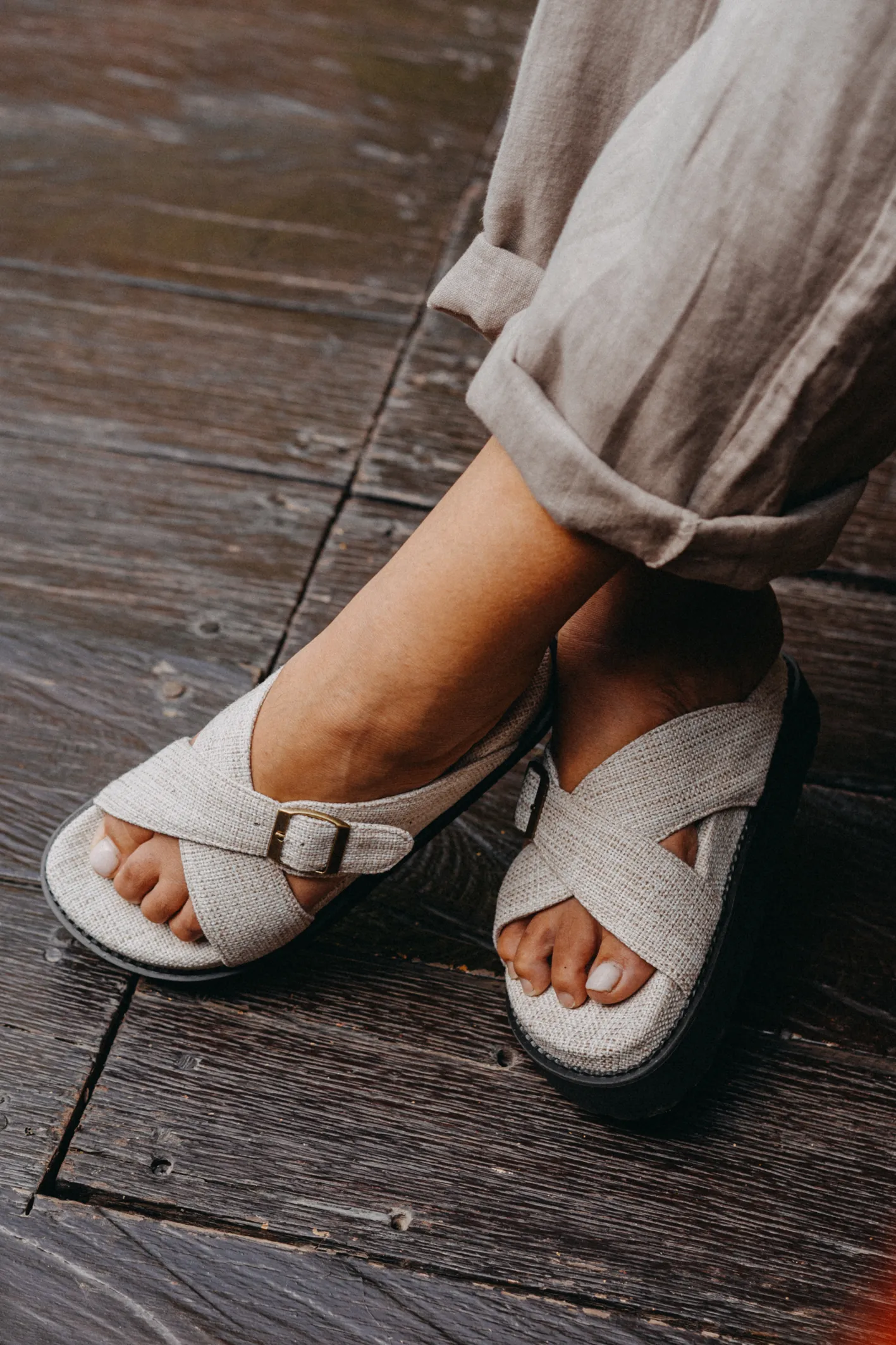 'The Cloud' Slip On Linen Slide
