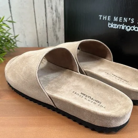 The Men's Store at Bloomingdale's Stone Suede Slide Sandals Size 9 $145