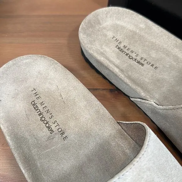 The Men's Store at Bloomingdale's Stone Suede Slide Sandals Size 9 $145