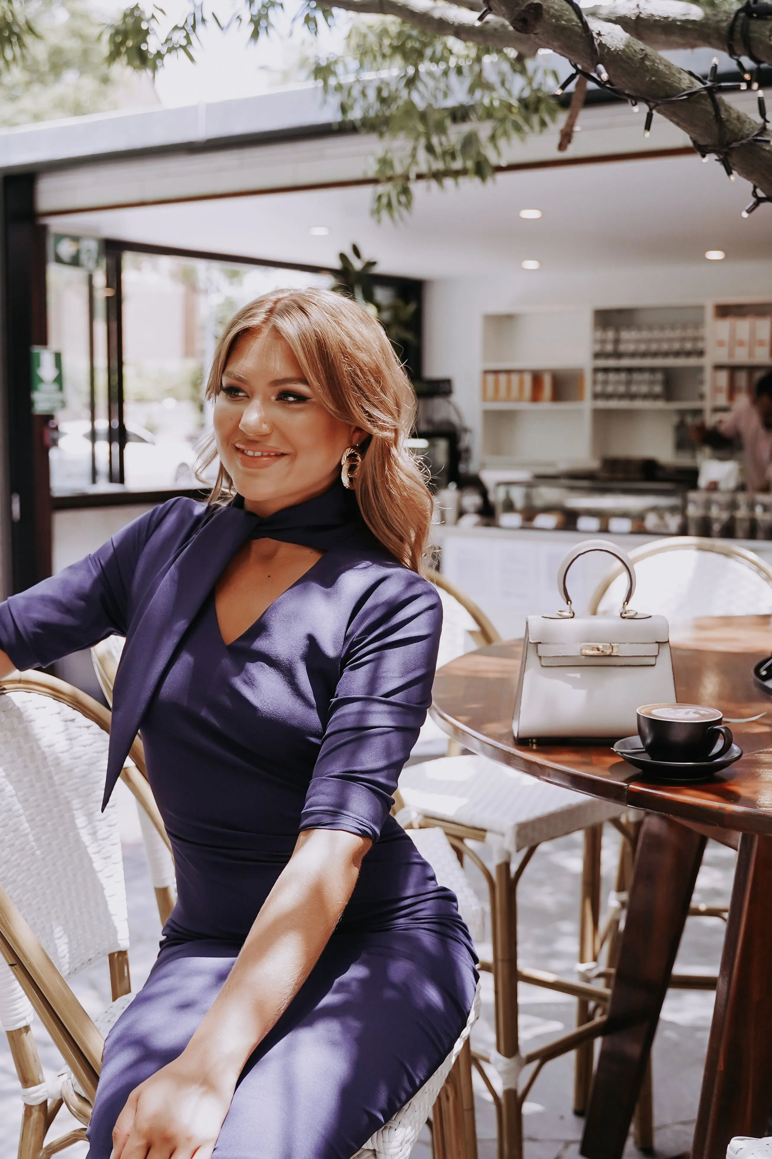 The Vienna Midi Dress in Navy