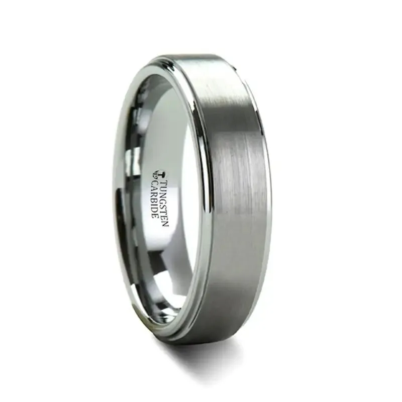 Thorsten Optimus Brush Finish Tungsten Carbide Ring with Raised Center (4-10mm) W241-RSC