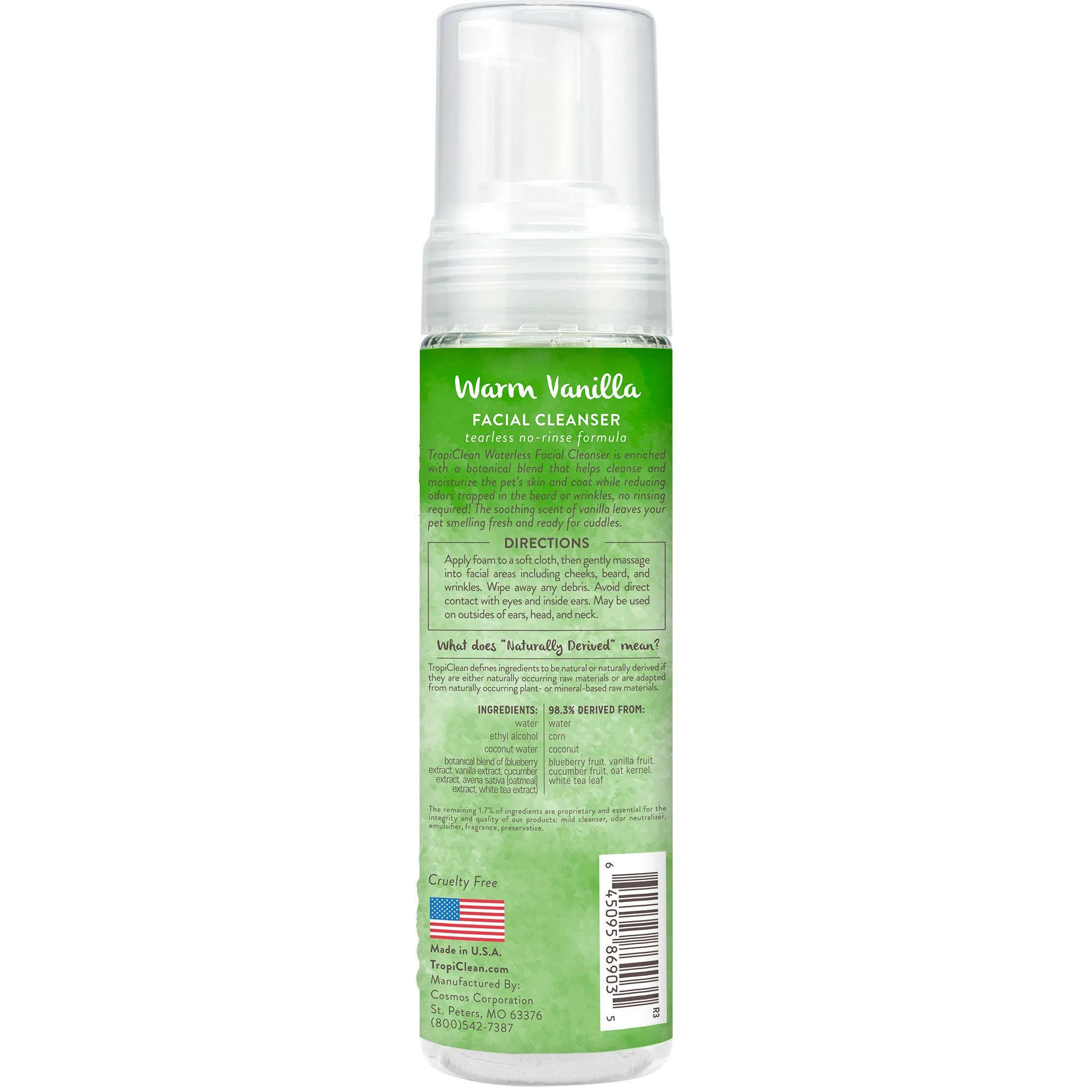 Tropiclean Warm Vanilla Waterless Facial Cleanser For Pets