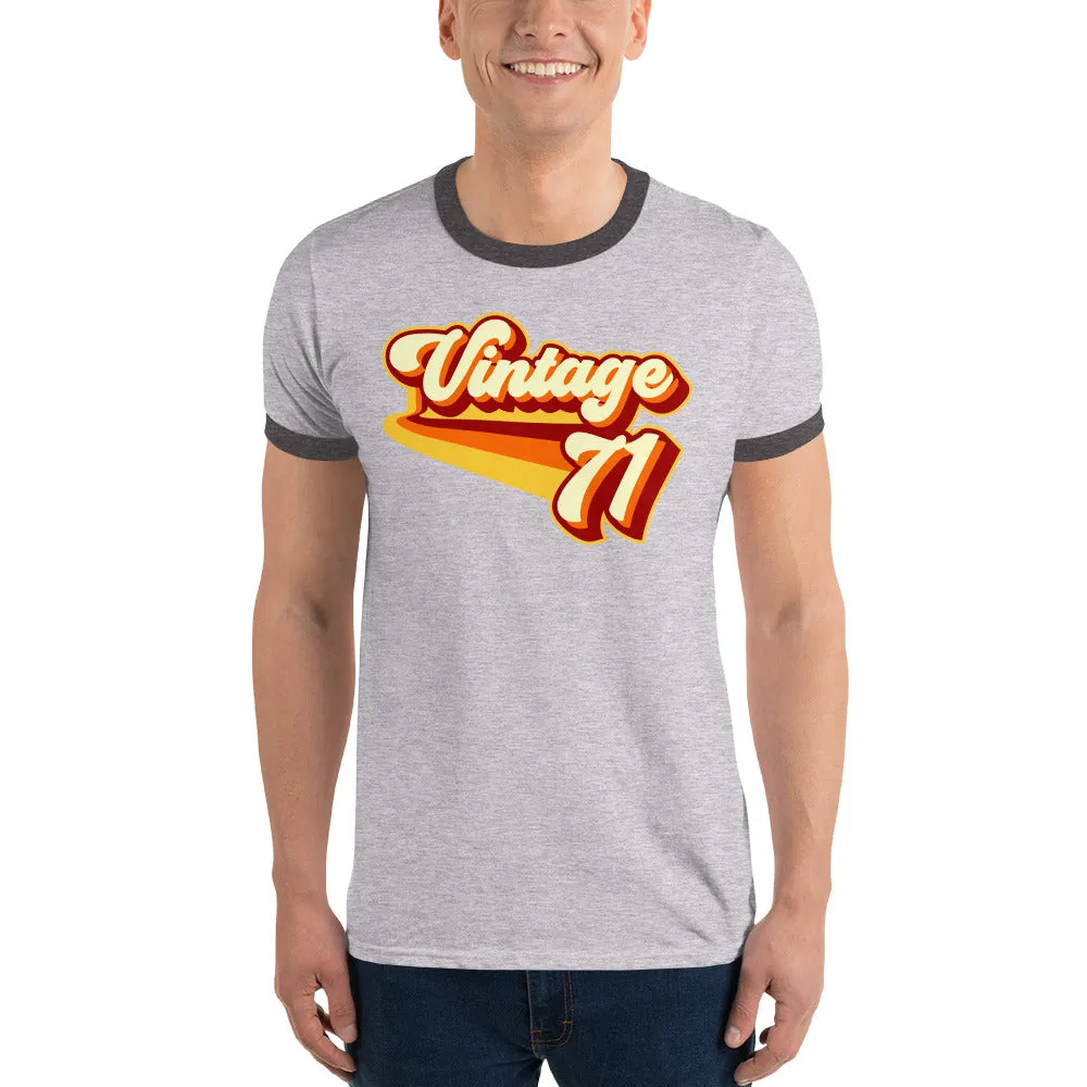 Vintage 1971 Warm Retro Lines Ringer T-Shirt