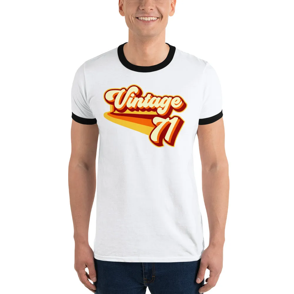 Vintage 1971 Warm Retro Lines Ringer T-Shirt