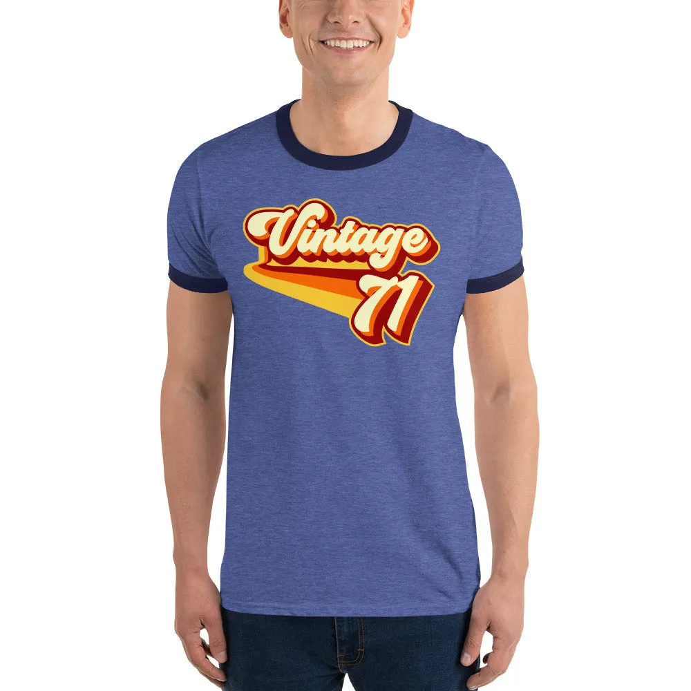 Vintage 1971 Warm Retro Lines Ringer T-Shirt