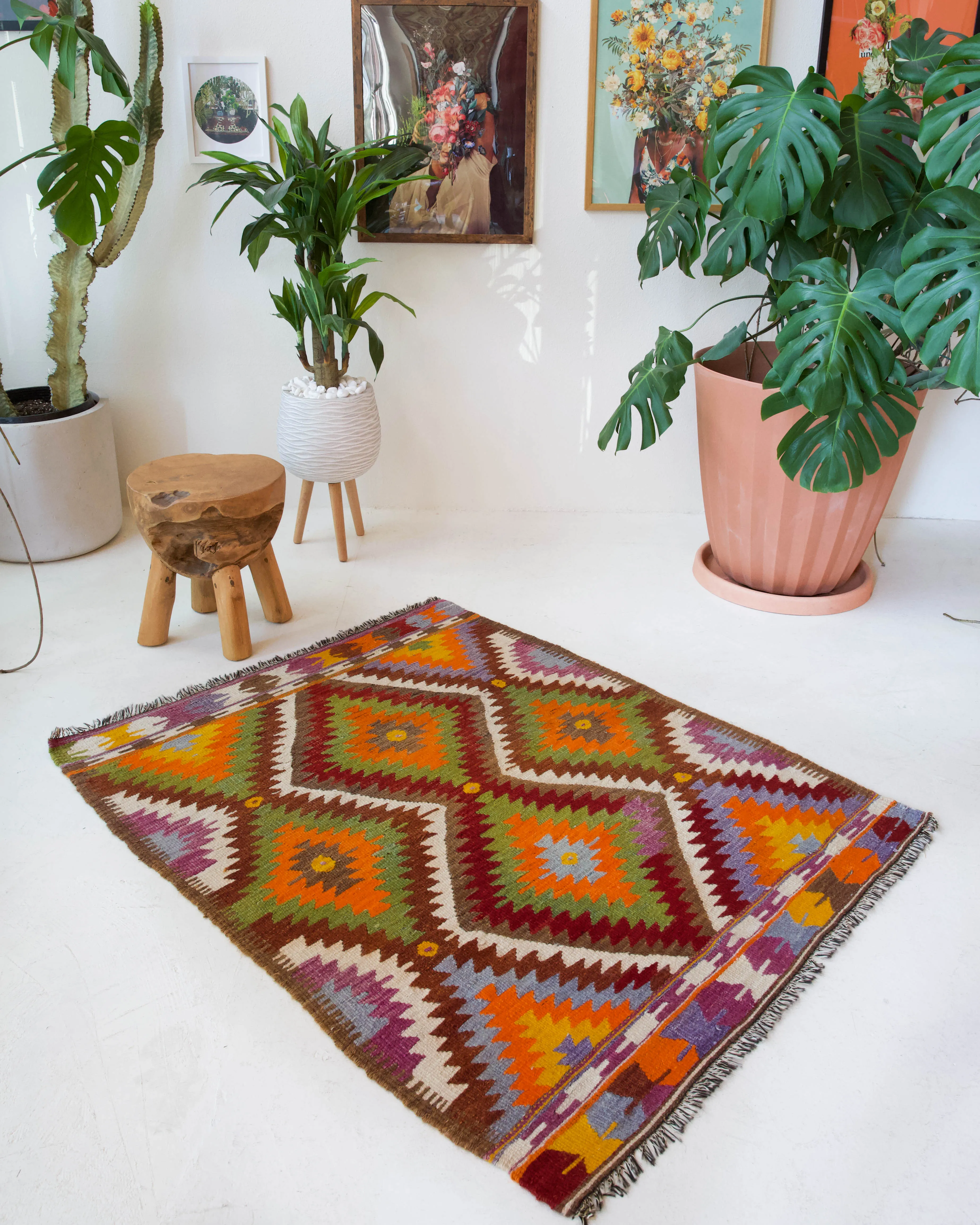 Vintage Antalya Kilim Rug 3'8"x4'9"