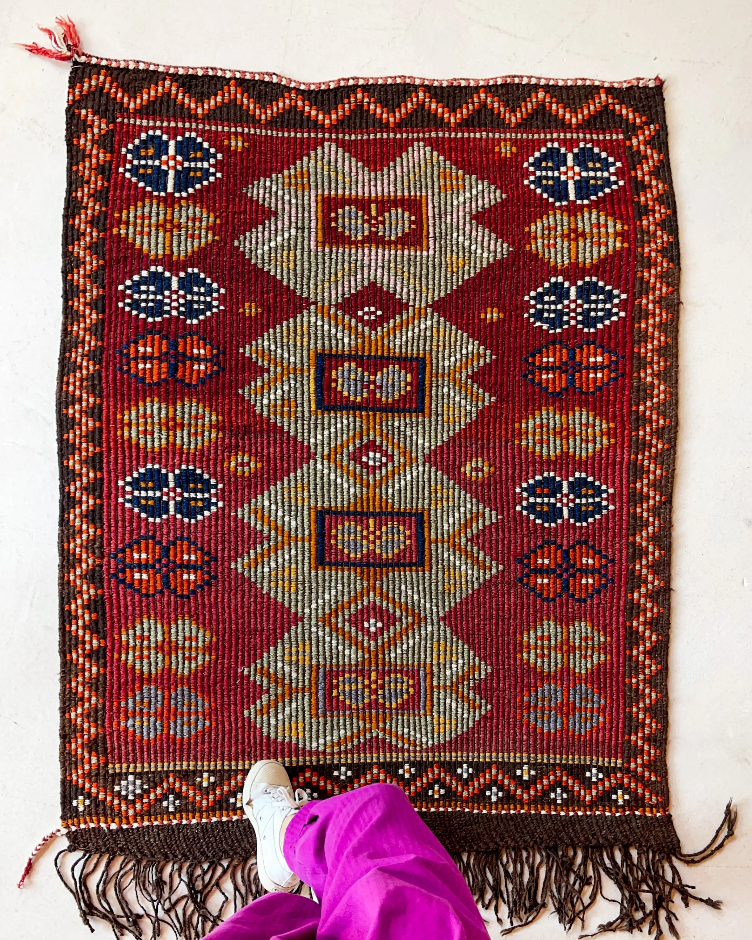Vintage Mersin Mut Kilim Rug 3'8"x5'