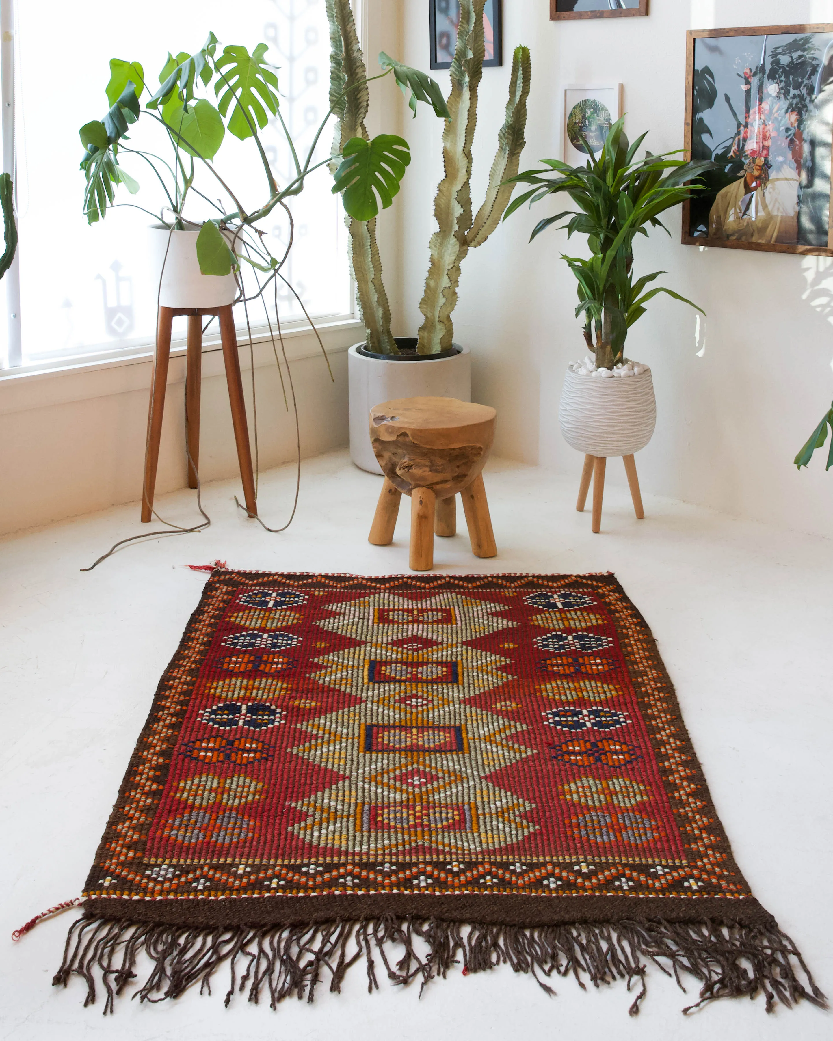 Vintage Mersin Mut Kilim Rug 3'8"x5'