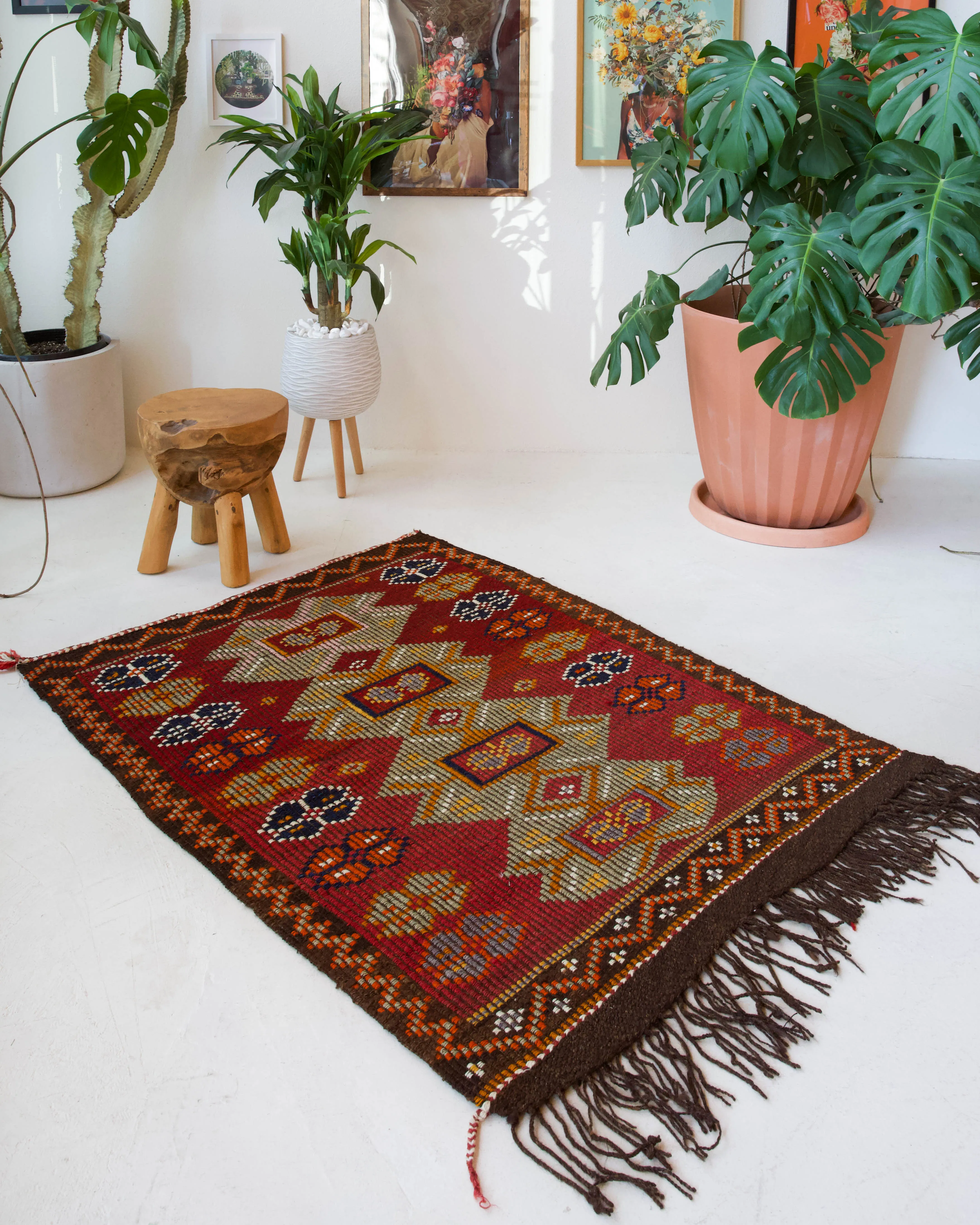 Vintage Mersin Mut Kilim Rug 3'8"x5'