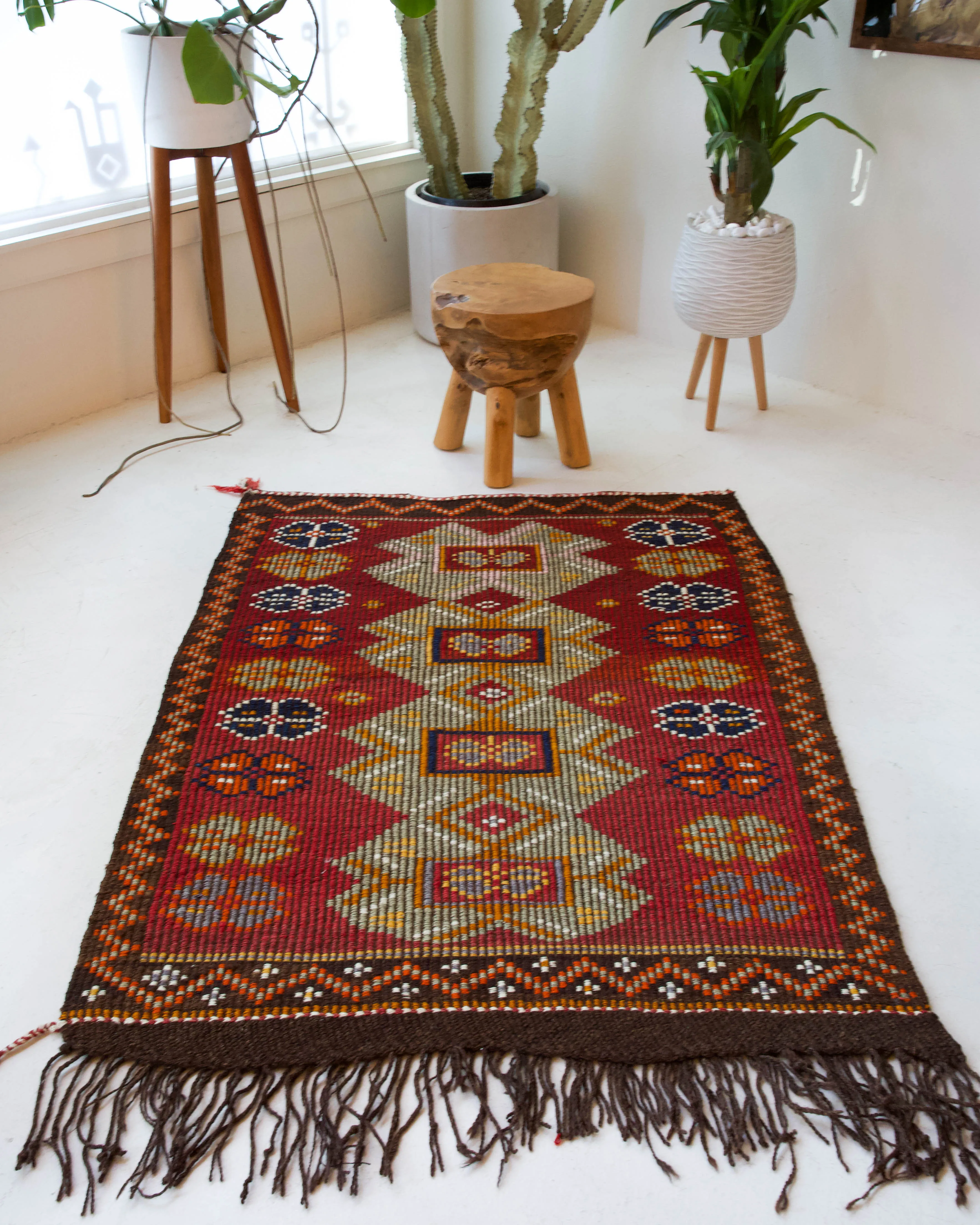Vintage Mersin Mut Kilim Rug 3'8"x5'