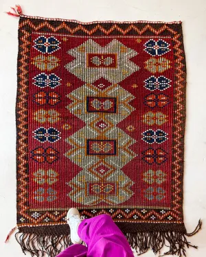 Vintage Mersin Mut Kilim Rug 3'8"x5'