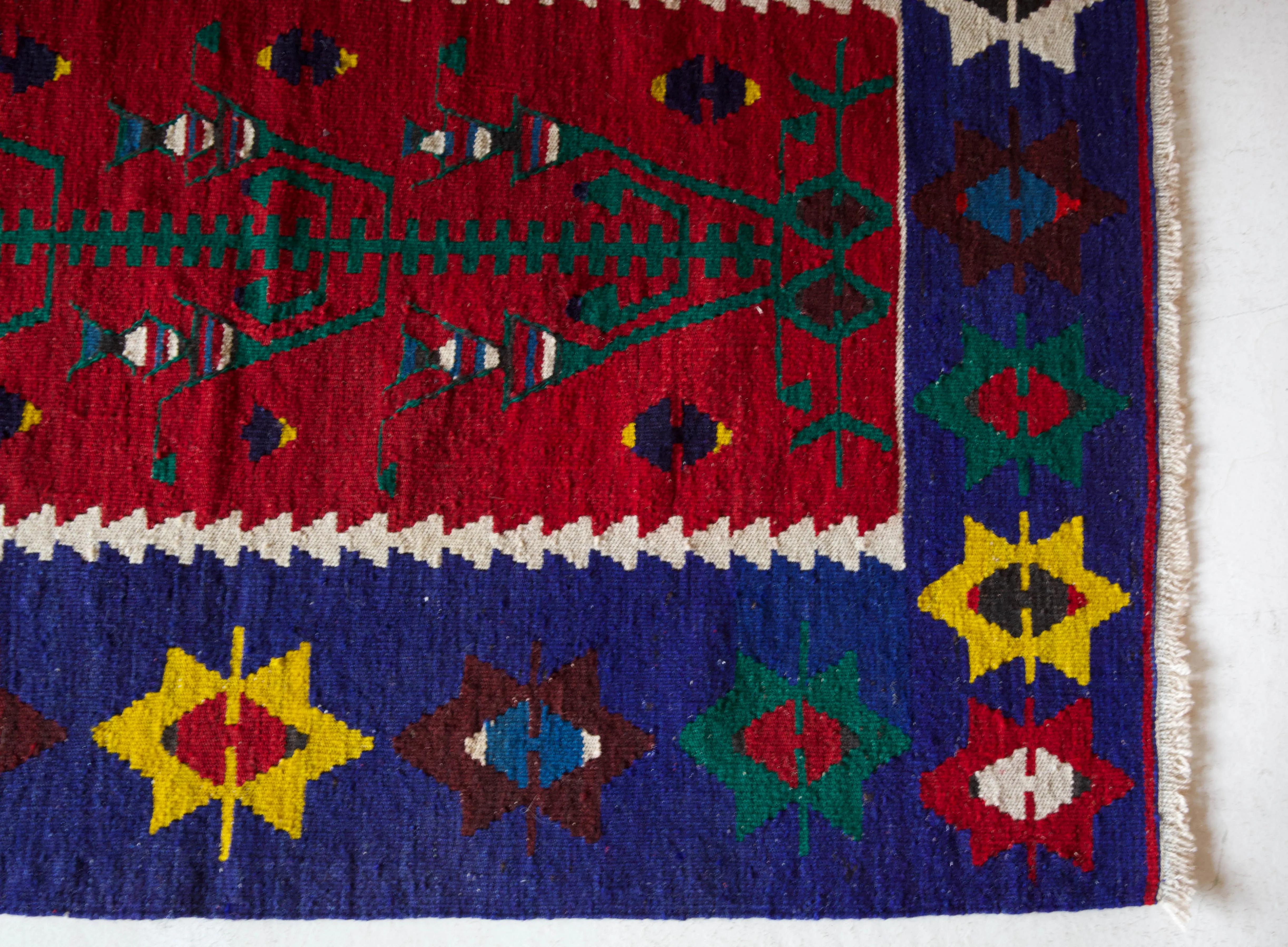 Vintage Oushak Kilim Rug 2'10"x4'1"