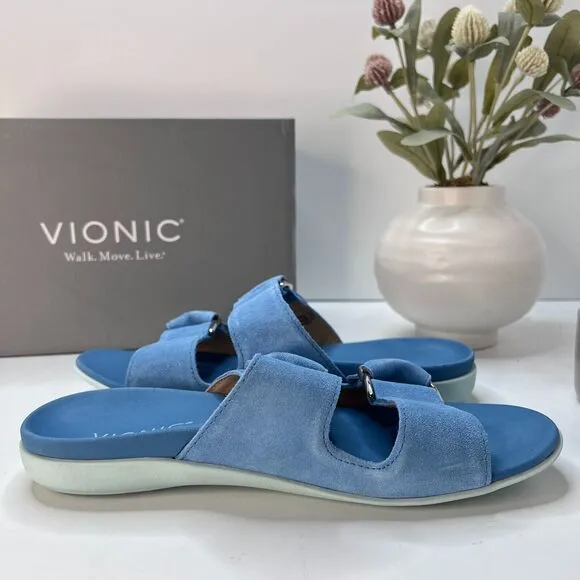 Vionic Corlee Suede Slide Supportive Sandals Sky H9646L1400 Women’s US 7.5 M NWB