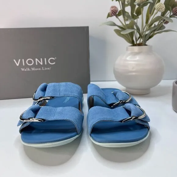 Vionic Corlee Suede Slide Supportive Sandals Sky H9646L1400 Women’s US 7.5 M NWB