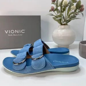 Vionic Corlee Suede Slide Supportive Sandals Sky H9646L1400 Women’s US 7.5 M NWB