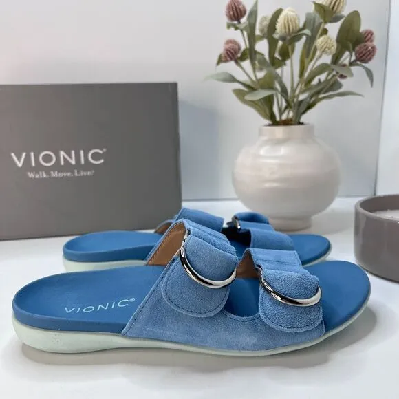 Vionic Corlee Suede Slide Supportive Sandals Sky H9646L1400 Women’s US 7.5 M NWB