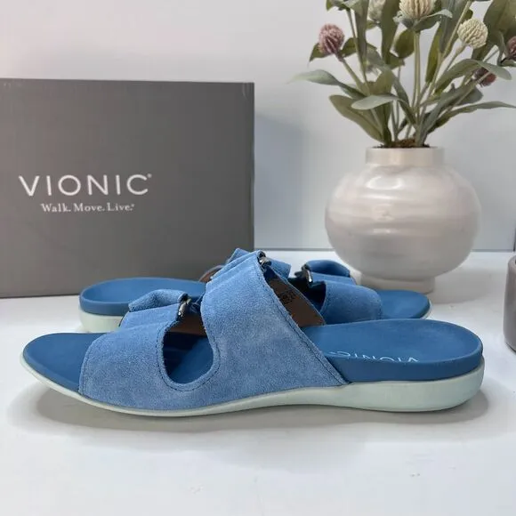 Vionic Corlee Suede Slide Supportive Sandals Sky H9646L1400 Women’s US 7.5 M NWB