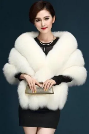 Warm Fur Bridal Shawl In Stock Wedding Cape