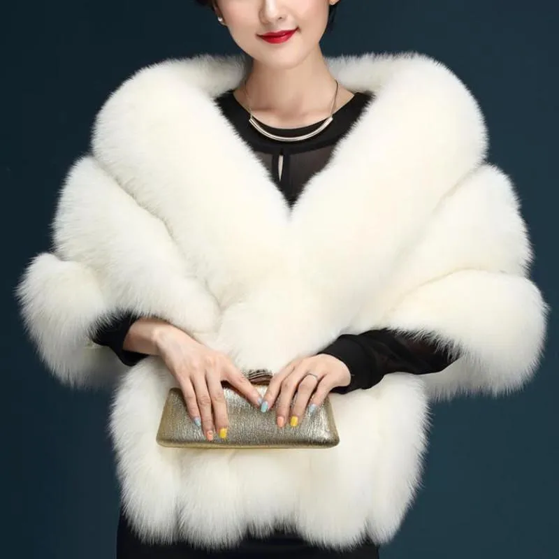 Warm Fur Bridal Shawl In Stock Wedding Cape