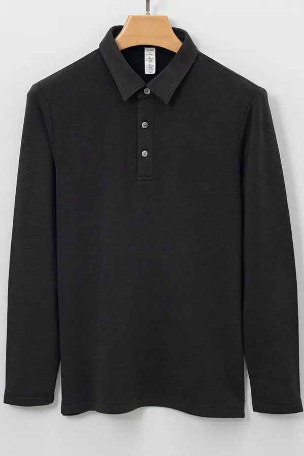 Warm POLO Shirt Men's Long Sleeve Acrylic Cashmere Sweater Men