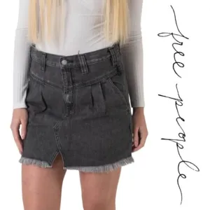WE The Free NWT Sanded Black Distressed Unique Pleated Skirt - Size 26