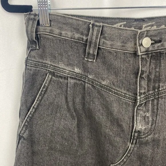 WE The Free NWT Sanded Black Distressed Unique Pleated Skirt - Size 26